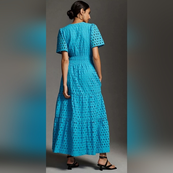 EUC Anthropologie Somerset Eyelet Maxi Dress Sky Blue Size XS - Picture 5 of 15